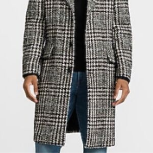 Express Black and White Checkered Trench Coat